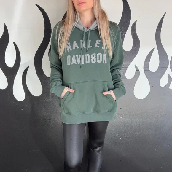 Harley-Davidson Green and Gray Men's Sweater - Picture 2 of 7